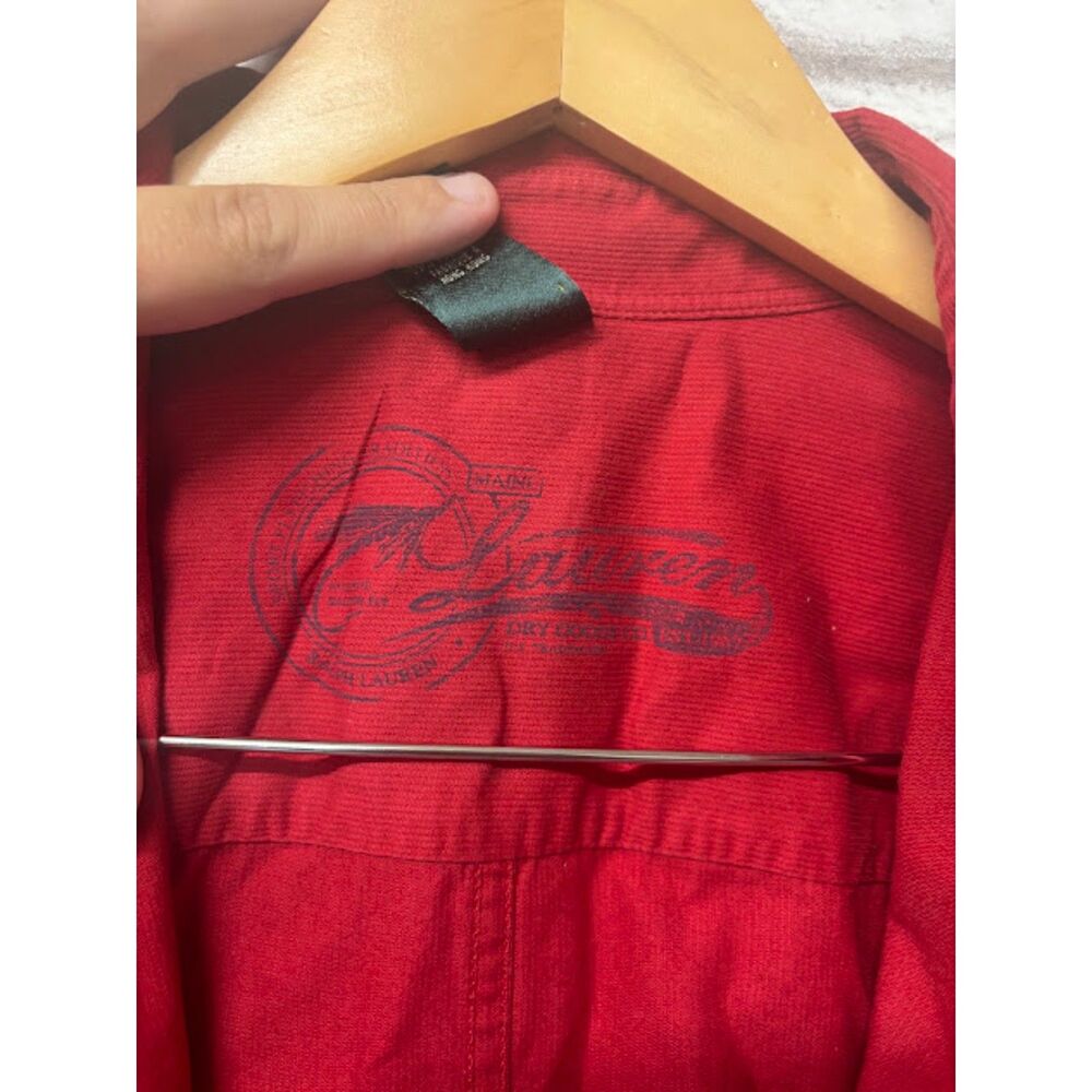 Ralph Lauren Dry Goods Shirt Size Large Red Camp Fishing Top Utility Elbow Patch - Picture 6 of 6